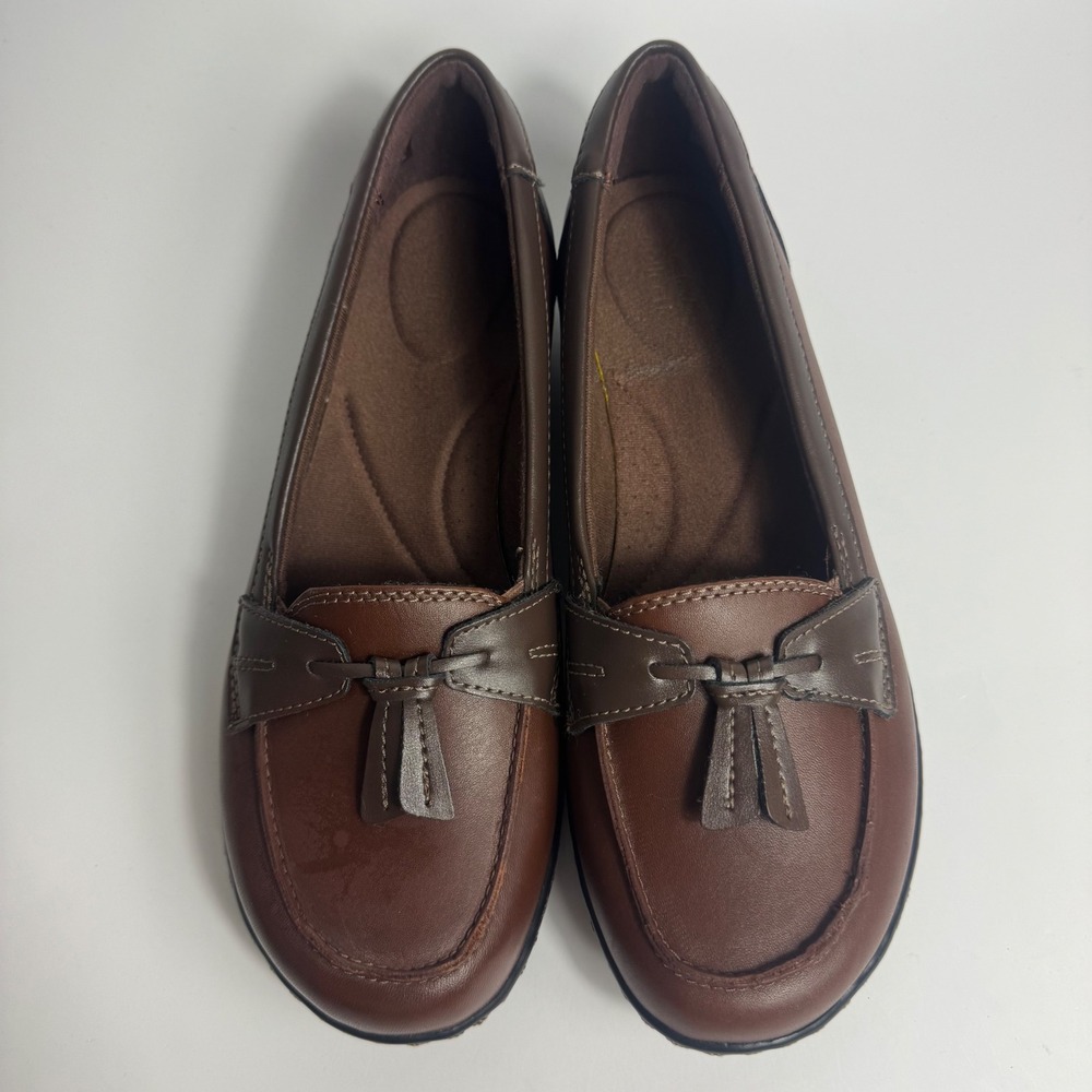 Clarks Collection Women Brown Leather Tassel Loafers Shoes Size 8 W 260673304080 - Picture 11 of 14